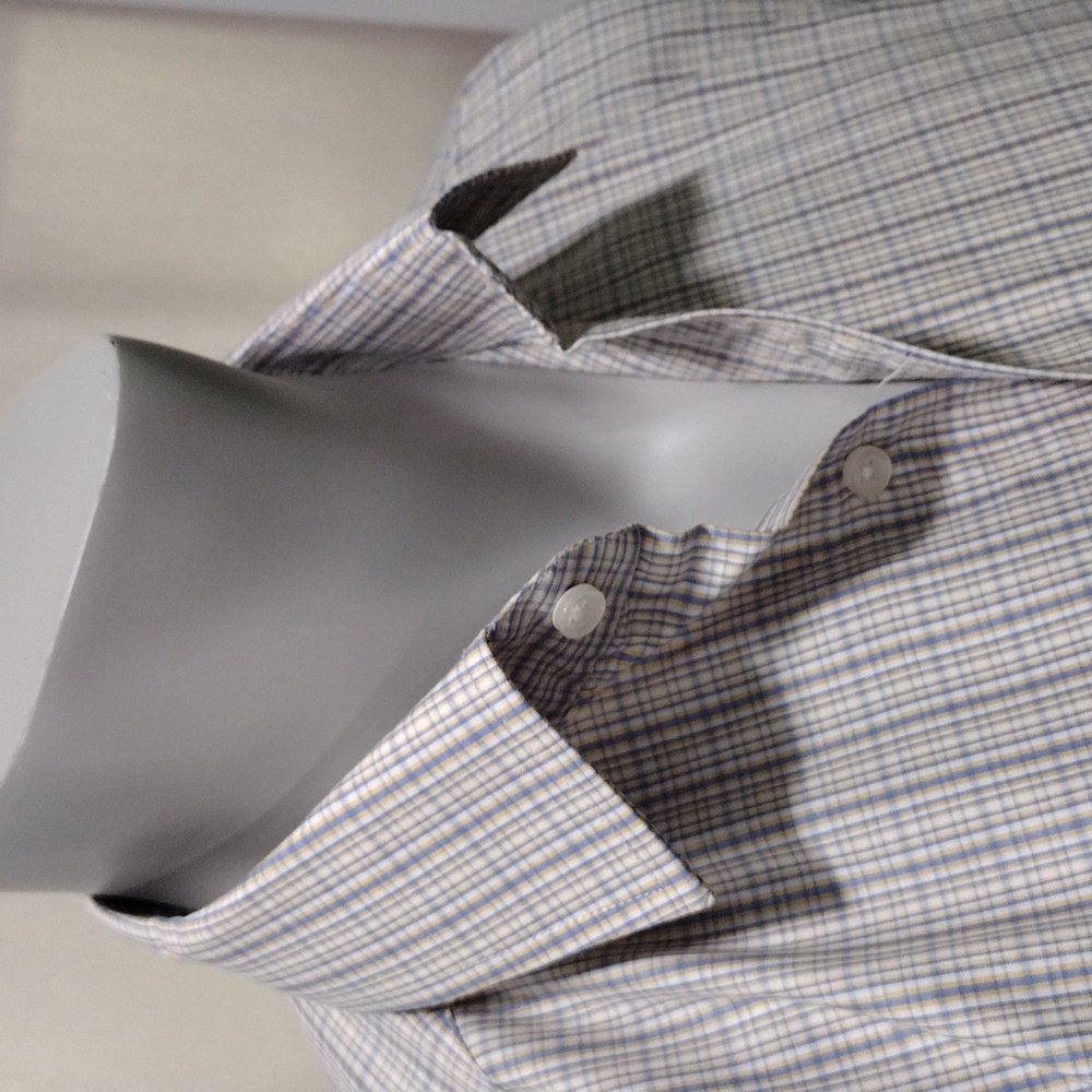 Sero mens blue and yellow cotton plaid shirt. Medium